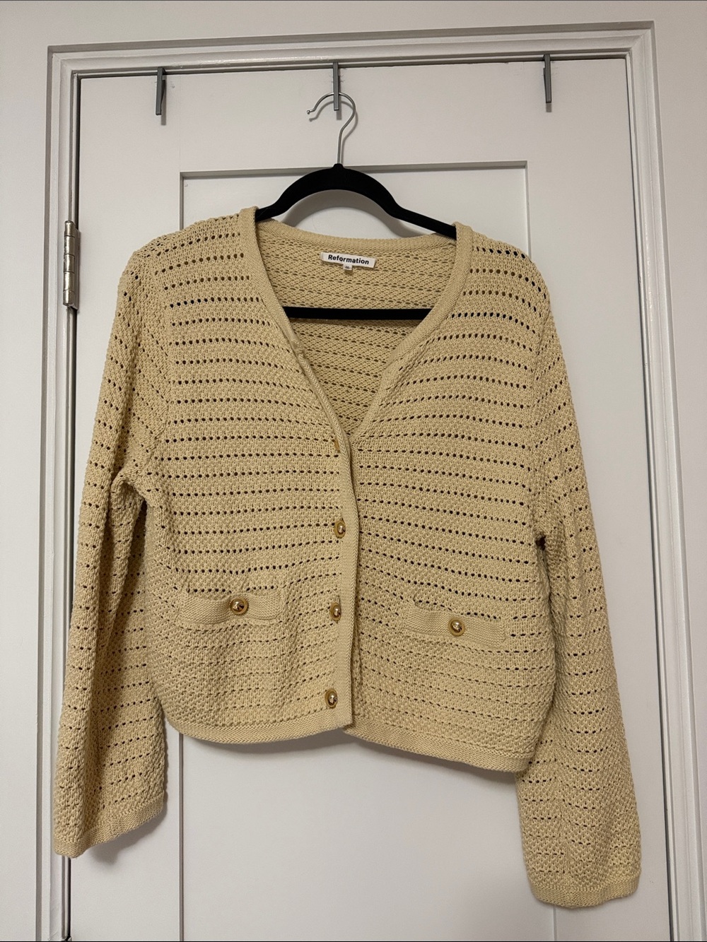 Reformation Cream Knit Cardigan